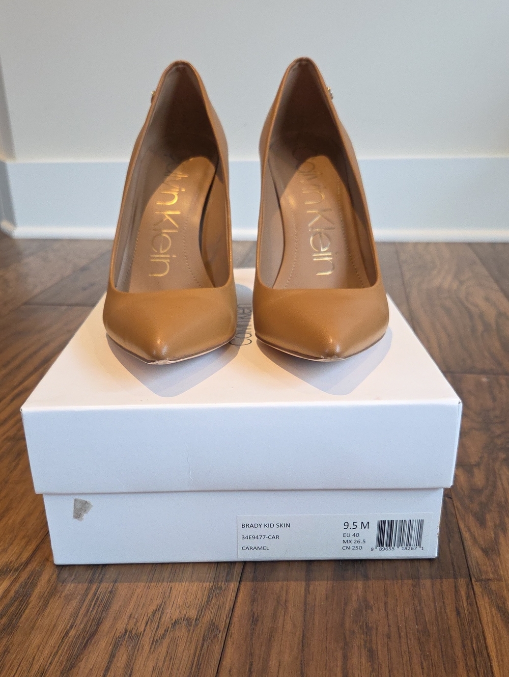 Calvin Klein Caramel Leather Pointed Toe Pumps